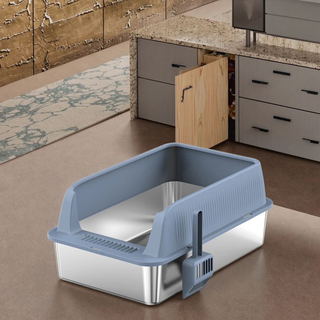 OEM Semi-Enclosed Indoor Cat  Pan Washable Detachable Plastic Cat Toilet with Easy Clean Feature Anti-Splash Design