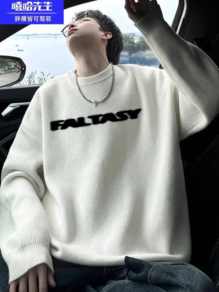 

Man Women Sweater 2025 Autumn Spring New Men's Letter Printed Crew Neck Sweater Loose Lazy Style Knitwear Trendy Design