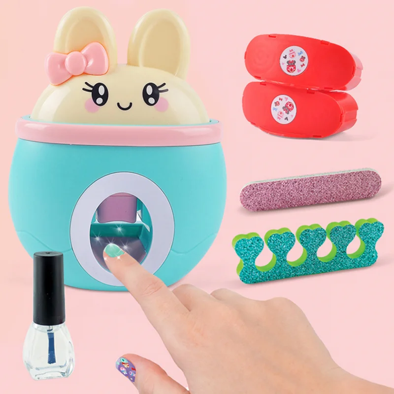 17 teile/satz DIY Nagel drucker Maniküre Make-up Spielzeug Kinder Nail Art Kit so tun, als spielen Spielzeug Set Geschenk für Mädchen Spielzeug Nagel Stempel Set