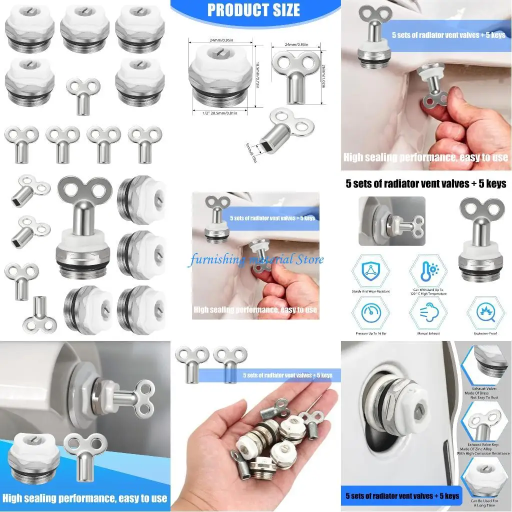 

Y5GD 5 шт. винтовые воздушные клапаны радиатора, предохранительный выпускной клапан, аксессуар для радиатора отопления