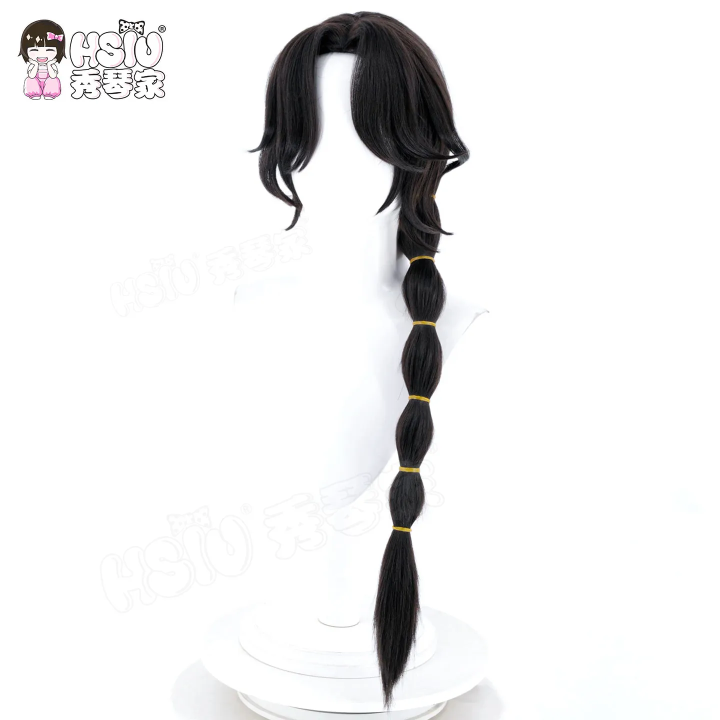Minajael Character Cosplay Accessory for Twisted Wonderland, HSIU 85cm Brownish-Black Long Synthetic Hair Wig Comes with Wig Cap