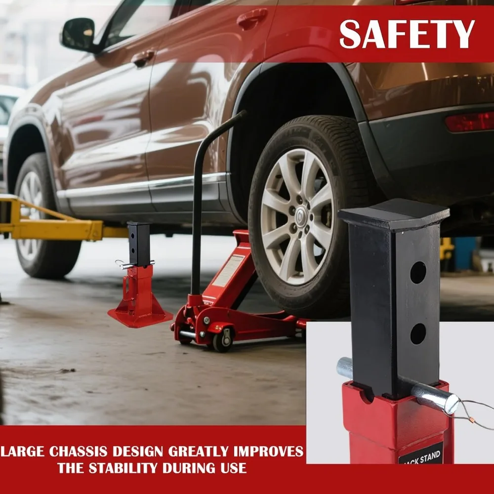 헤비 듀티 조절식 자동차 잭 스탠드 - 22톤 용량, 19.75인치 높이, 트럭 및 중장비 차량에 적합