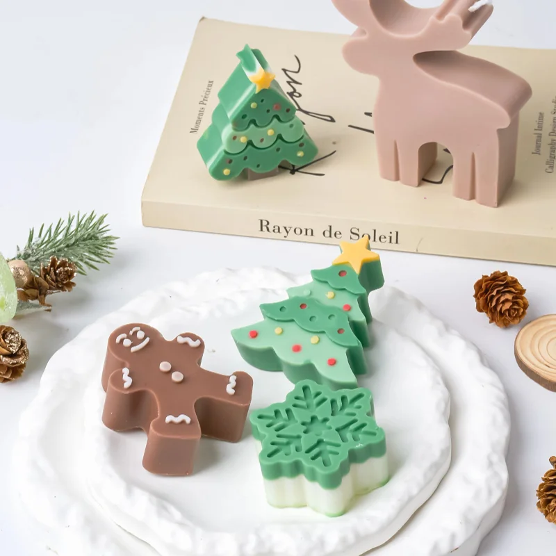 ضروري لشجرة عيد الميلاد ثلج سيليكون قالب شمع DIY الإبداعية اليدوية الصابون الأيائل الراتنج هدايا العيد ديكور المنزل سطح المكتب