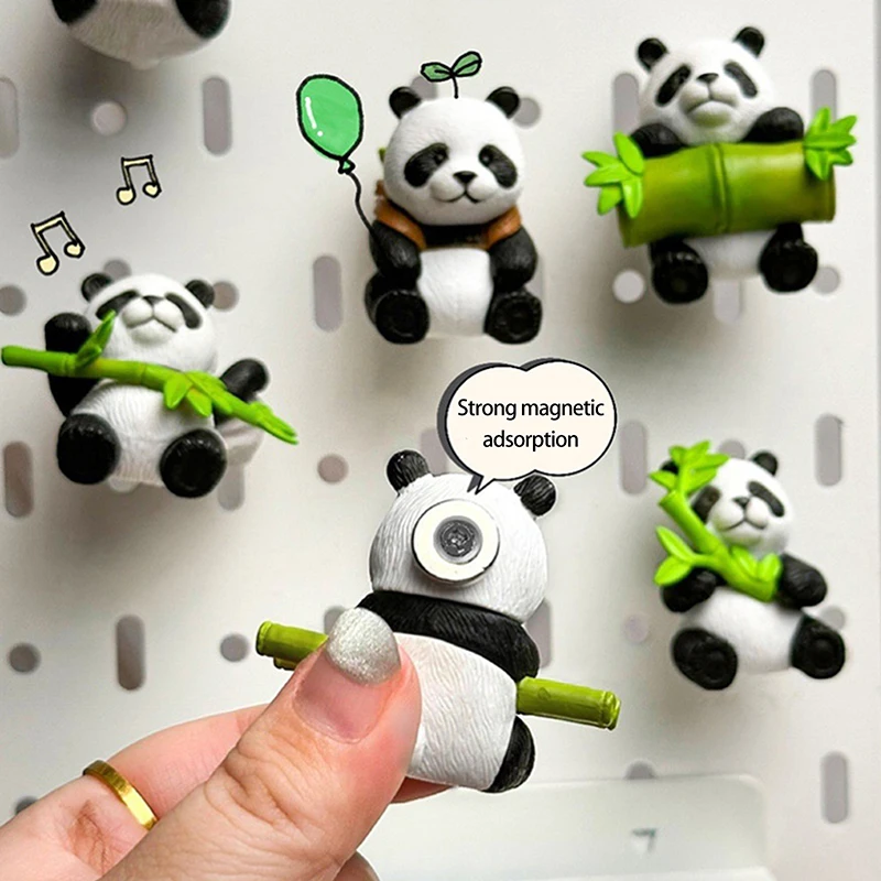Panda Fridge Magnets Cute Cartoon Refrigerator Sticker Creative Photo Wall Magnetic Buckle Kitchen Accessories Home Ornaments