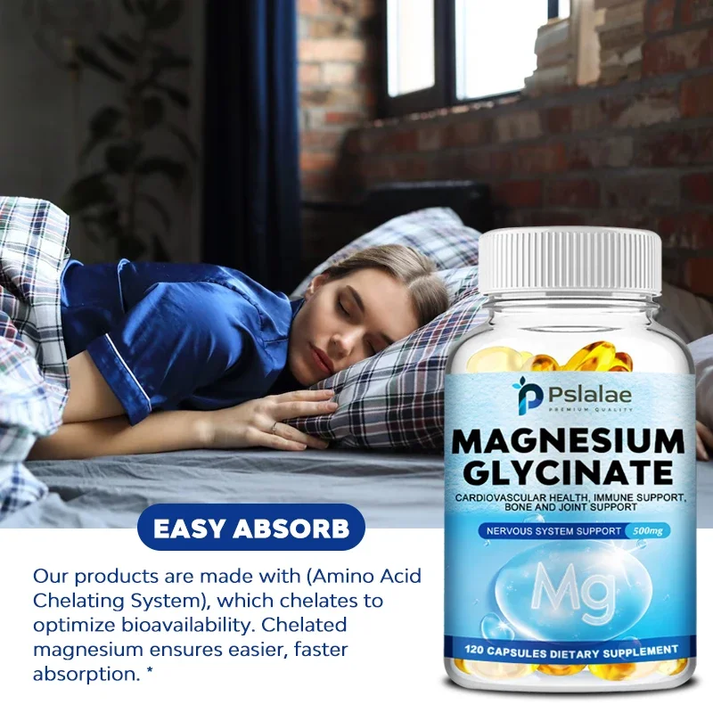 Magnesium Glycinate 500 Mg - Mineral Supplement To Aid Natural Sleep and Support Heart Health