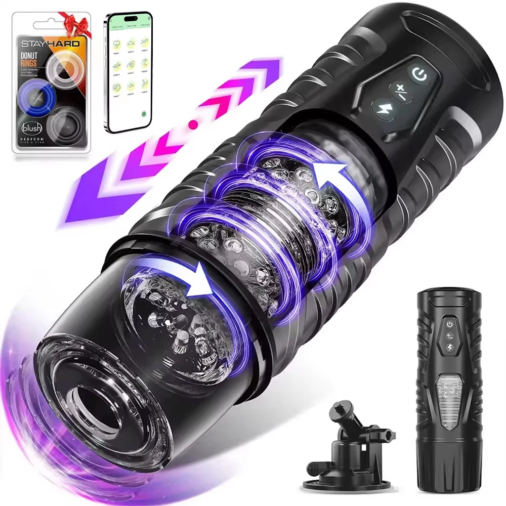 Automatic Male Masturbators 7 Thrusting & Rotating Suction Cup for Penis Stimulation Pocket Pussy Adult Toys for Men Penis Pump