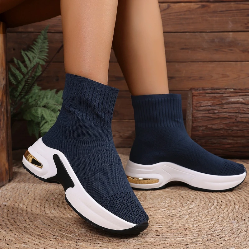 

Водонепроницаемая платформа с круглым носком на толстой подошве, модные, универсальные, удобные, противоскользящие и дышащие женские ботильоны