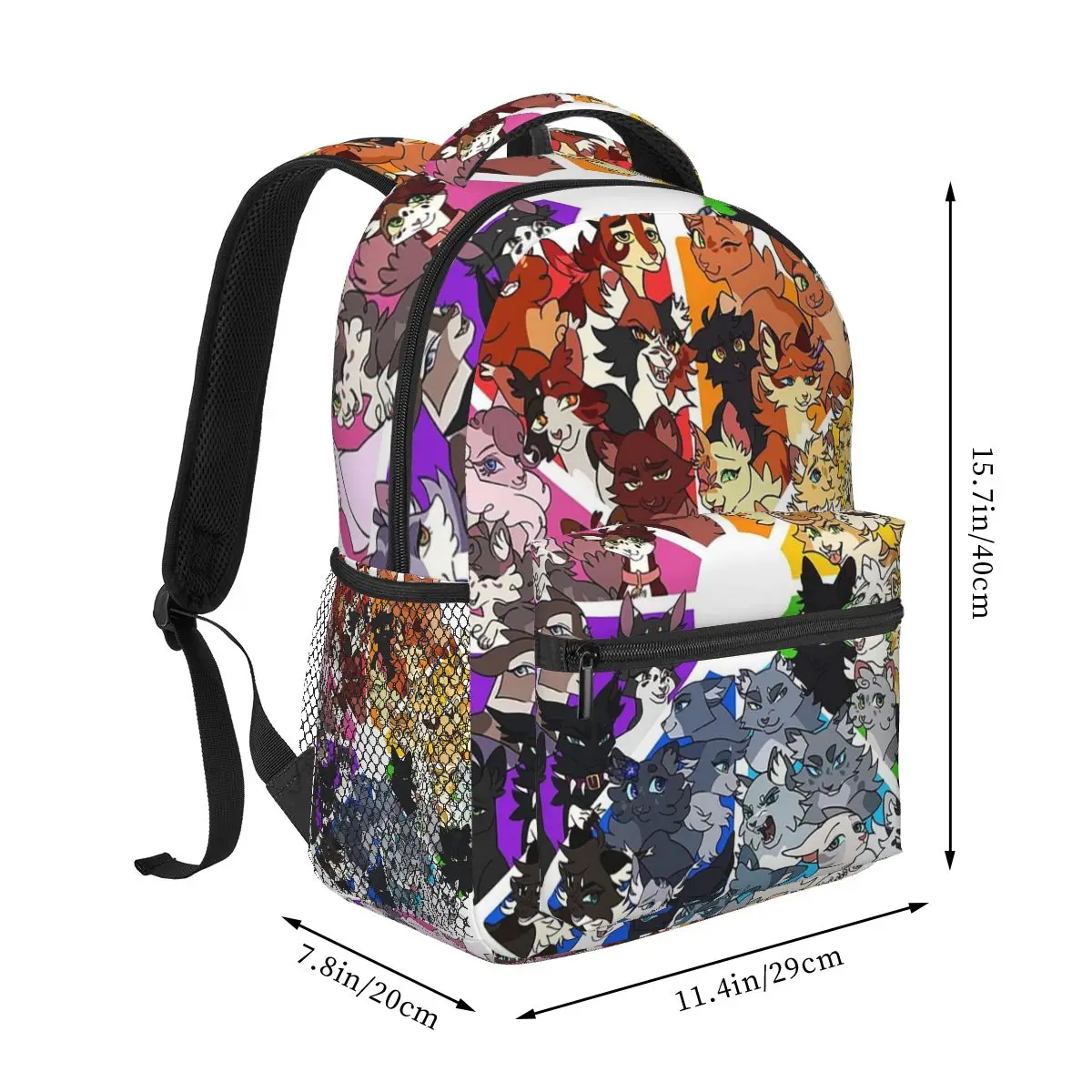 Warrior Cats Color Wheel Backpacks Boys Girls Bookbag Students School Bags Cartoon Travel Rucksack Shoulder Bag Large Capacity