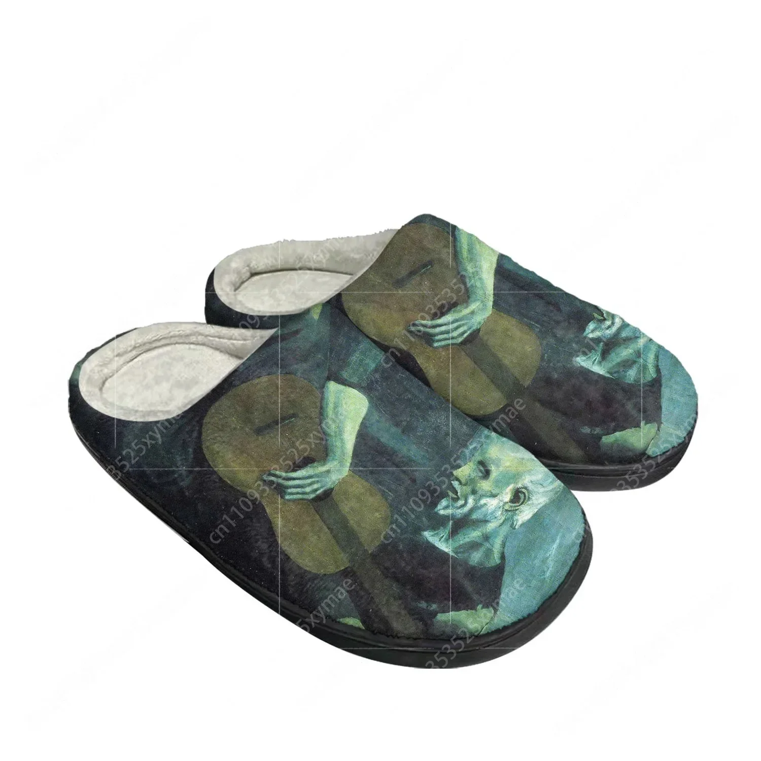 

Теплые домашние тапочки-сандалии из хлопка с плюшем, с принтом «Пикассо: Знаменитый художник, играющий на старой гитаре», для мужчин и женщин