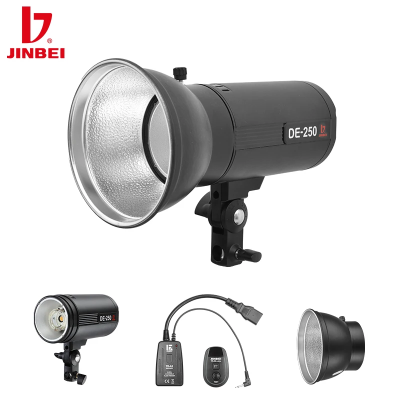 JINBEI DE-250 Portable Studio Flash Light Kit with Trigger 250W Camera Flash Light Strobe Light Set