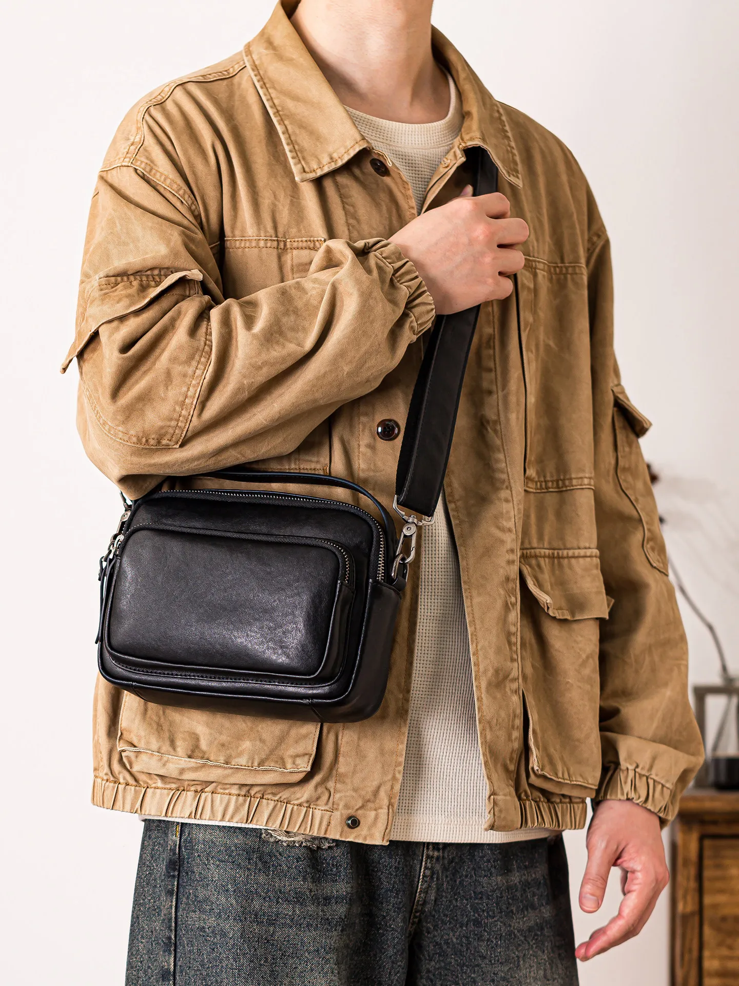 야외 캐주얼 고품질 1등급 소가죽 남성 숄더백 데일리 - Leather Work Bag Men 리뷰 및 가격