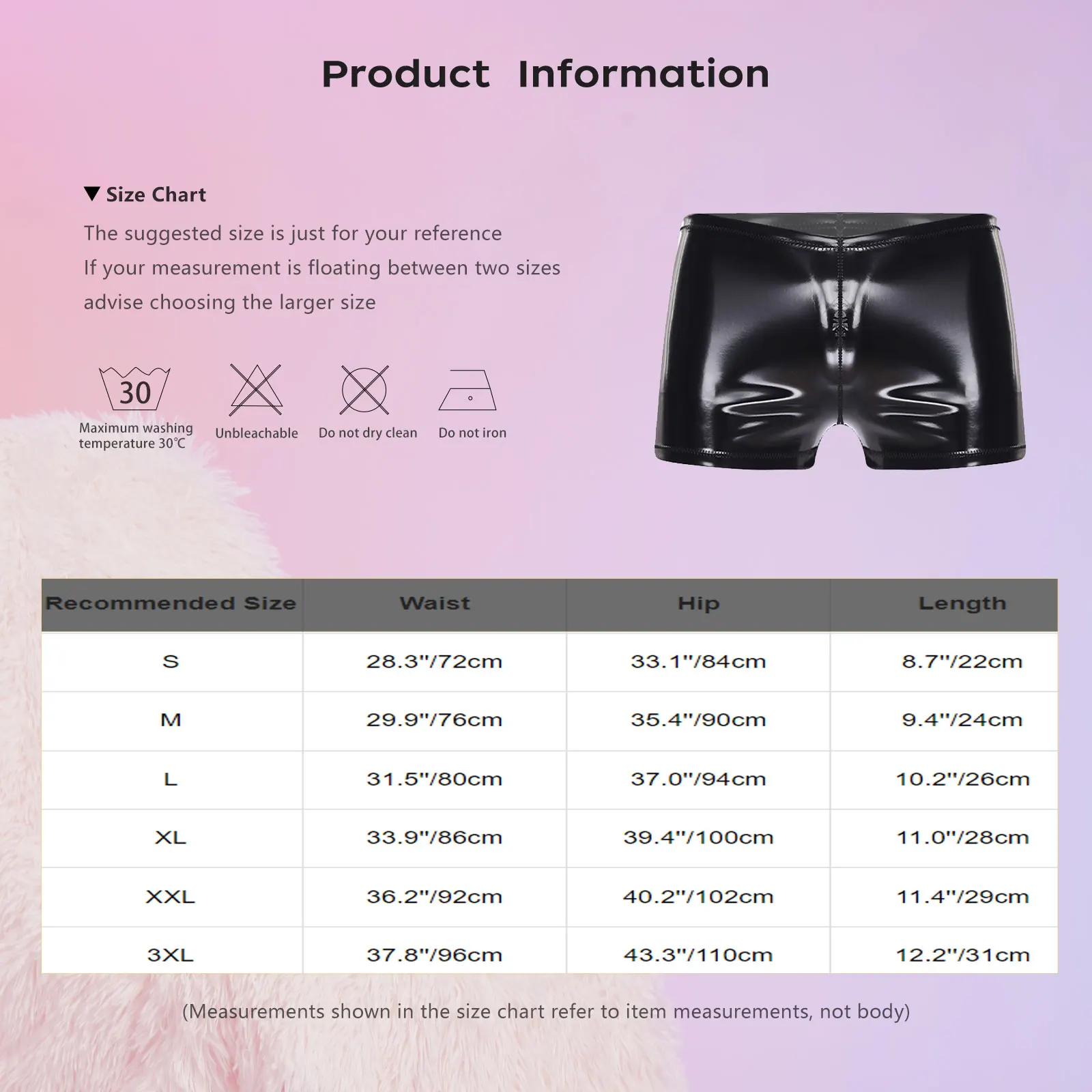 Mens Glossy PU Boxer Shorts Waterproof Latex Hot Pants Classic Black Shorts Bodycon Underwear Clubwear for Pole Dance Rave Party