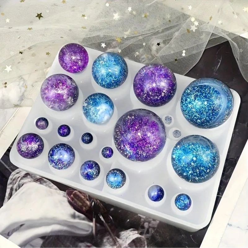 20 شبكة المجال زخرفة قالب من السيليكون للراتنج كرة مستديرة أوربس قالب من السيليكون لصنع المجوهرات مكتب منزلي الديكور #6