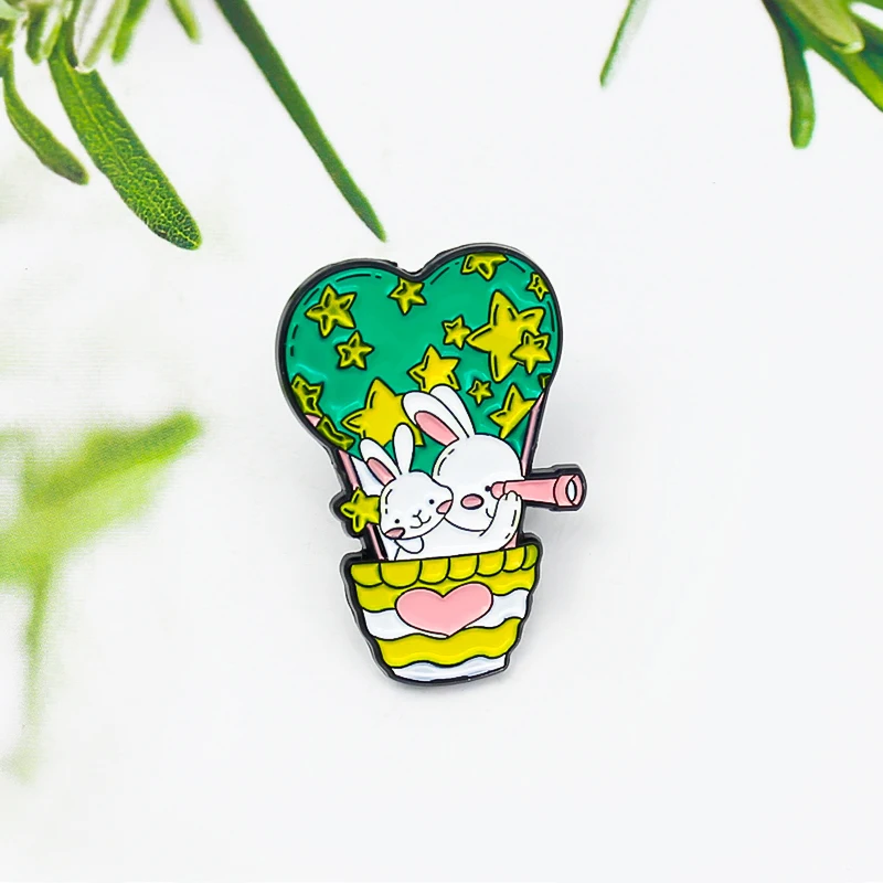 Cute Rabbit Peas Enamel Pins Black White Rabbit Green Peas Pea pod Baby Enamel Pins Bag Clothes Lapel Badges Jewelry Funny Gift