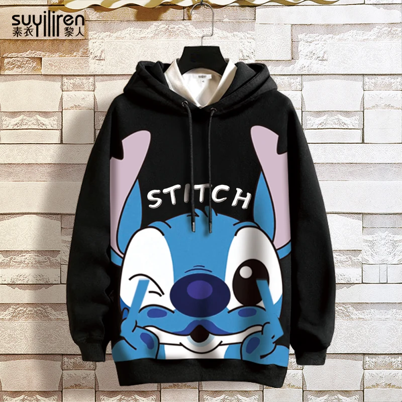 Disney Stitch and Angel Couple Hoodie Kids Men Women Hoodie Girls Boys Cartoon Children Long Sleeve Coat Top Pullover Sweatshirt