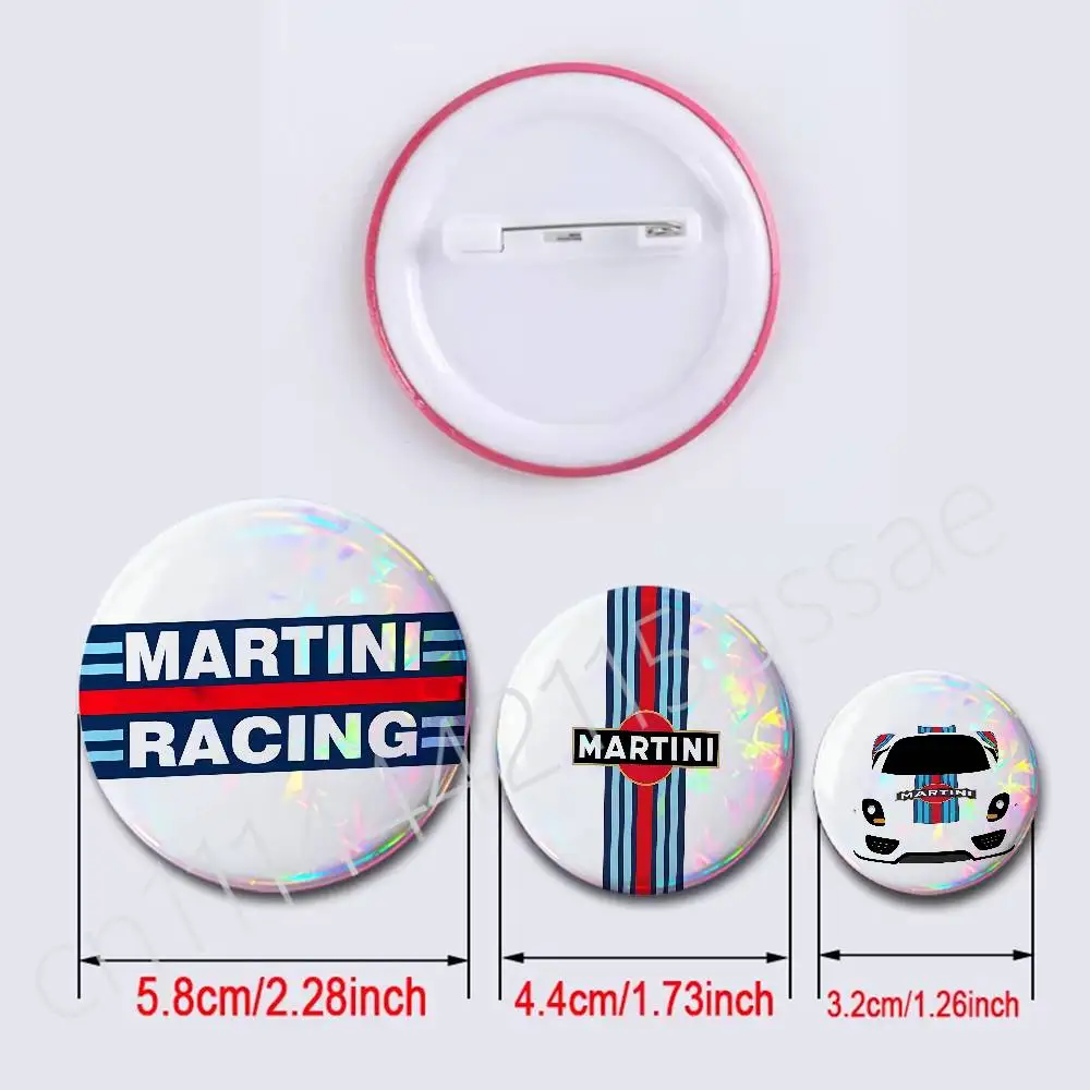 M-Martini-S Racing Livery Stripes 25/32/44/58/75mm Round Cosplay Pin Bag Decor Fans Collect Friends Gifts Brooch Souvenir
