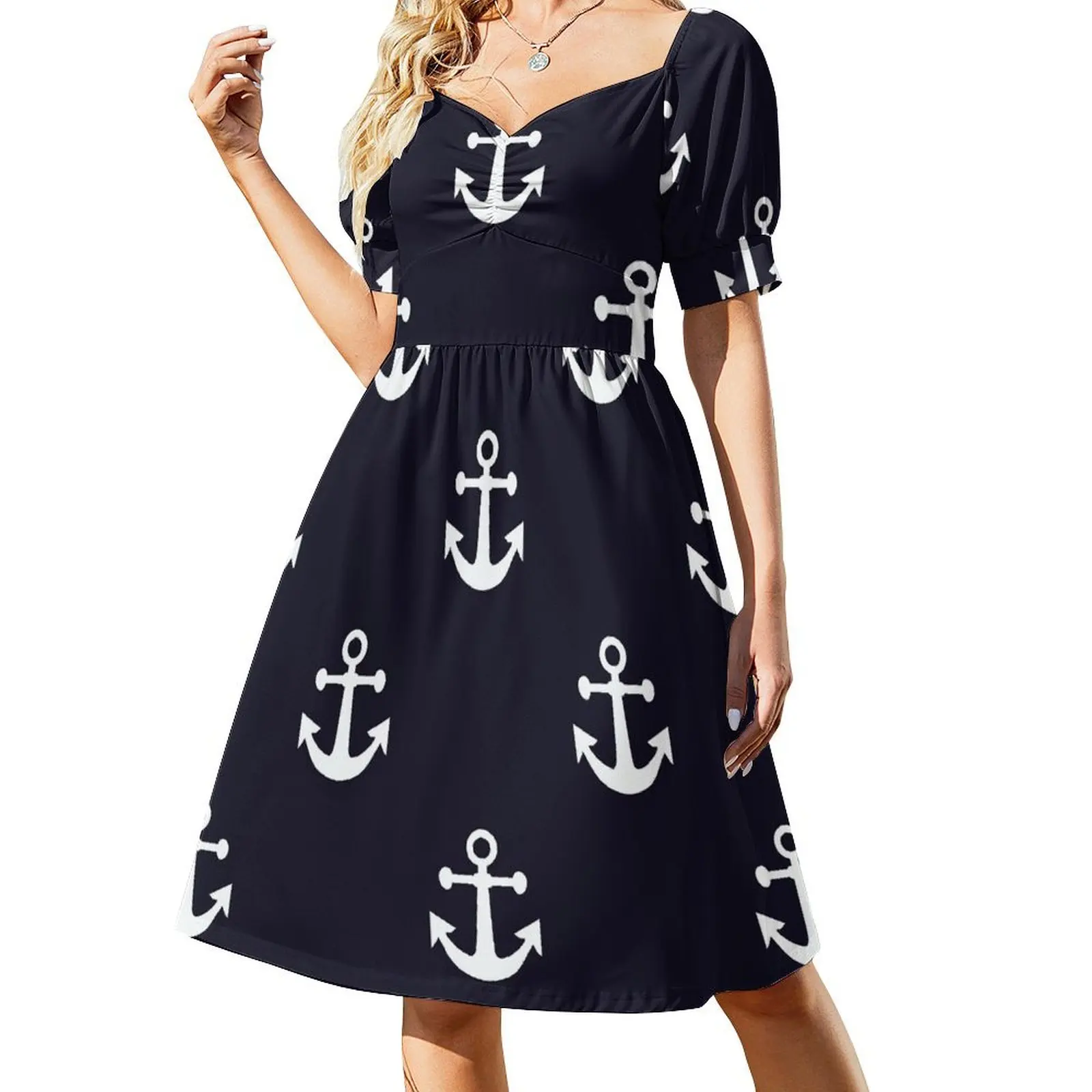 

Nautical Anchors Short-Sleeved Dress birthday dress summer clothes luxury dresses elegant women's sets