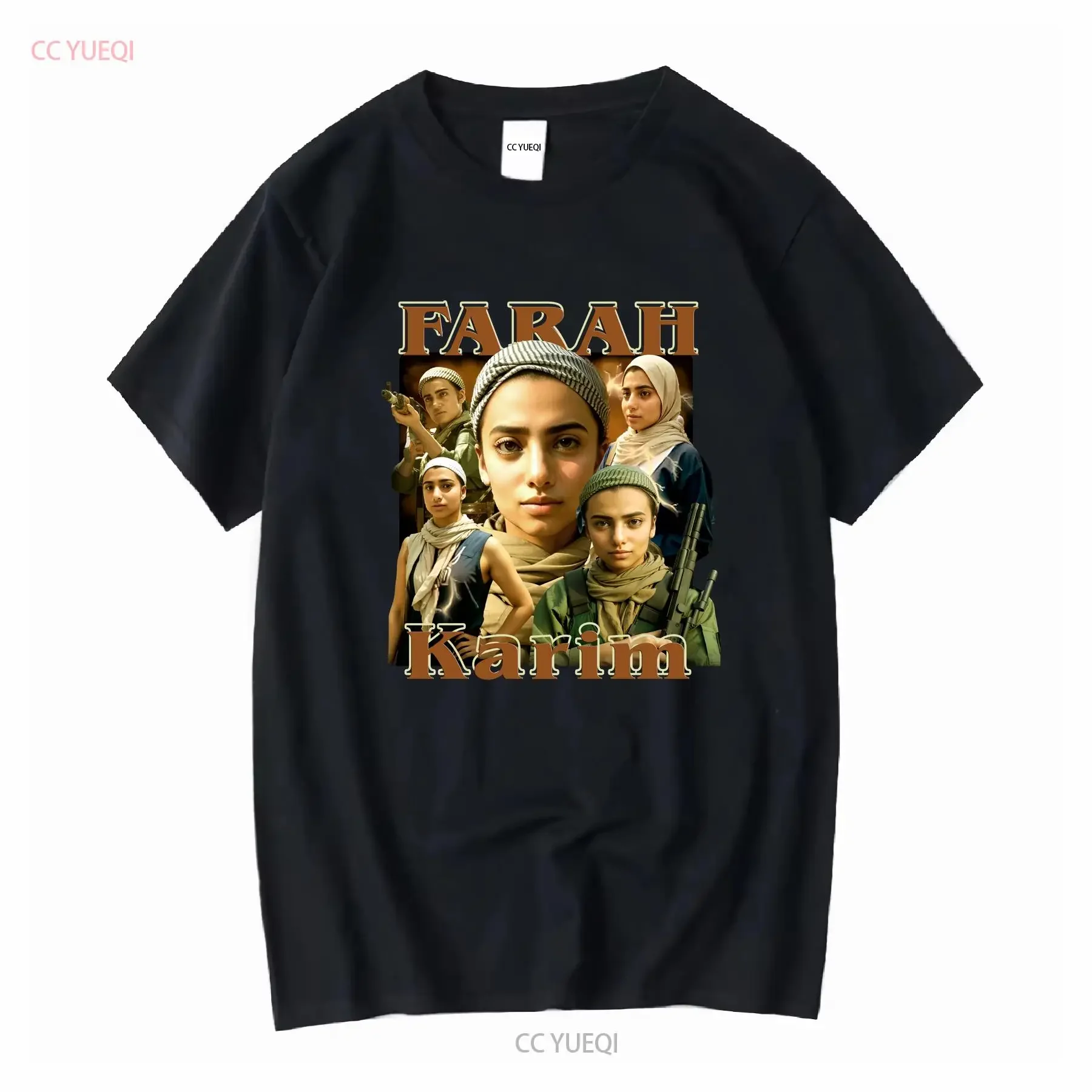 Farah Karim Vintage Bootleg camiseta Claudia Doumit manga larga o corta vintage lavado transpirable ropa de diseñador versátil