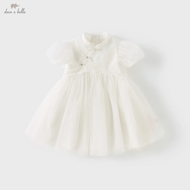 Dave Bella Festive Dress For Girls Autumn Spring Kids Clothes Baby Lace Mesh Skirt Princess Outerwear Children Dresses DB2251854