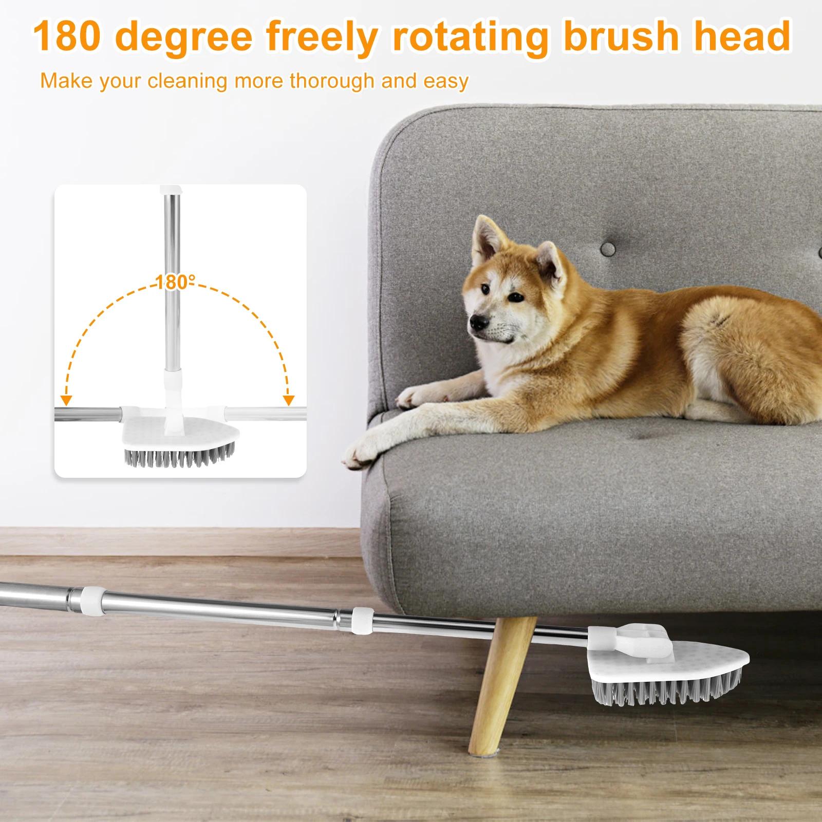 Scrub Cleaning Brush with Telescopic Handle 180° Rotatable Tub Tile Scrubber Brush Detachable Shower Cleaner Brush 3 Kinds