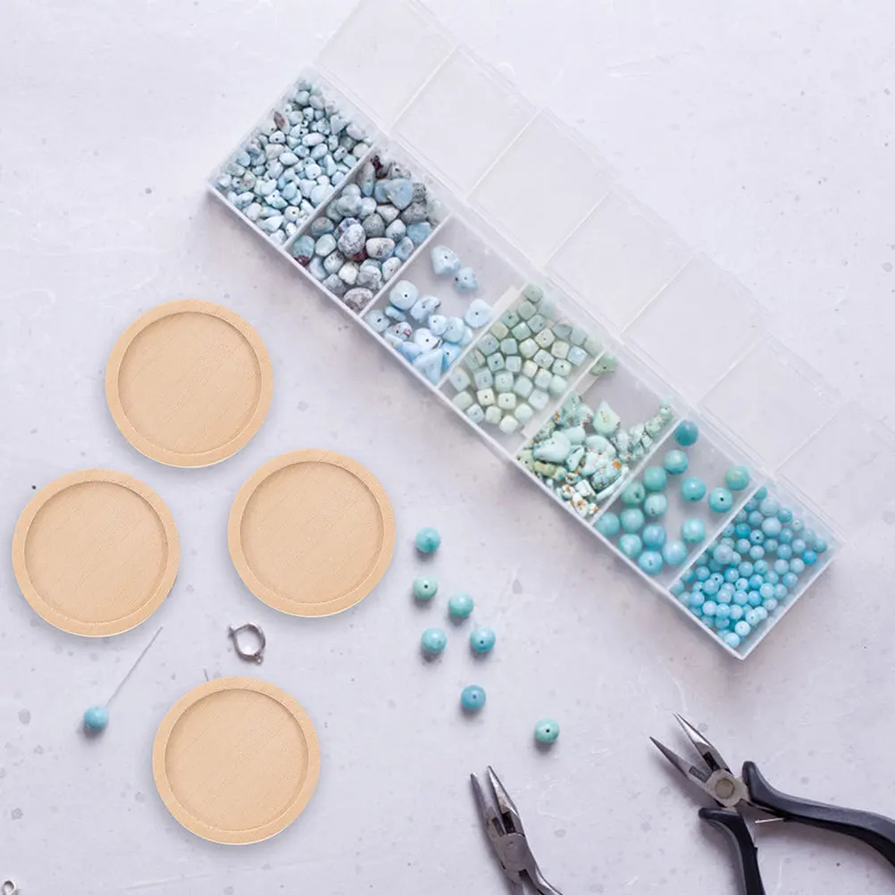 

50Pcs Wood Color Pendant Trays Durable Base for Resin Jewelry Making DIY Necklaces Earrings Keychains Bezel Pendant Trays