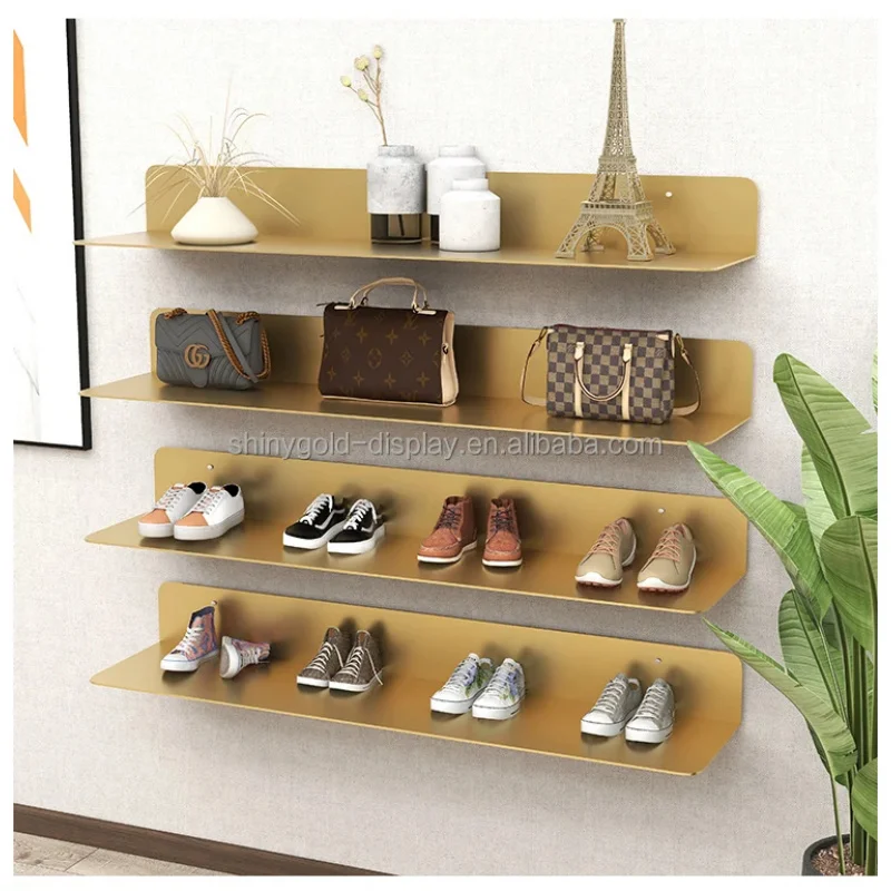 custom.Customized Stainless Steel Shoe Shelf Wall Mounted Display Rack Organizer Nordic Space-Saving Decorations Display Rack