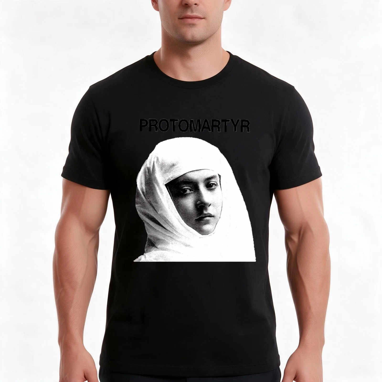Protomartyr T-Shirt, Summer Casual Cotton Tee, Oversized Streetwear Tops, Vintage Graphic Print, Loose Fit Short Sleeve