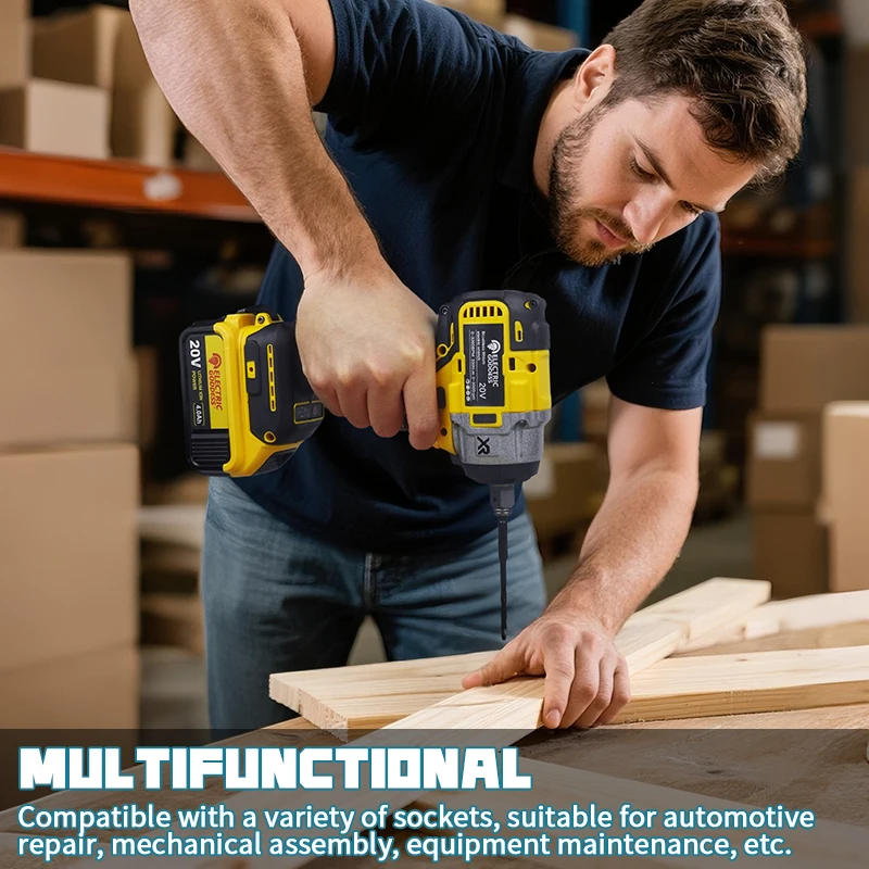 330NMブラシレスインパクトレンチ 1/2インチ高トルクコードレス電動レンチ タイヤ修理用電動工具 デウォルト20vバッテリーピン対応