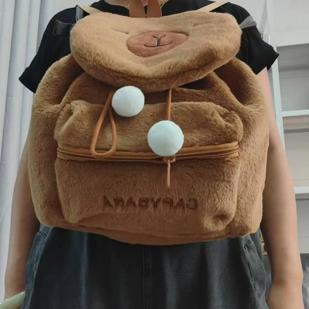 Bolso de hombro lindo de dibujos animados para estudiantes, Capybara mochila escolar de felpa, bolso informal de pareja de animales, nuevo