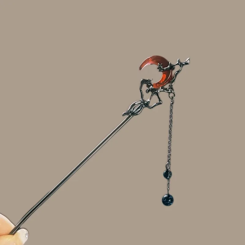 

Женская заколка для волос с черной кровью и луной, китайская высококачественная заколка для волос Hanfu, витые аксессуары для волос, головные уборы, заколка, аксессуары для волос