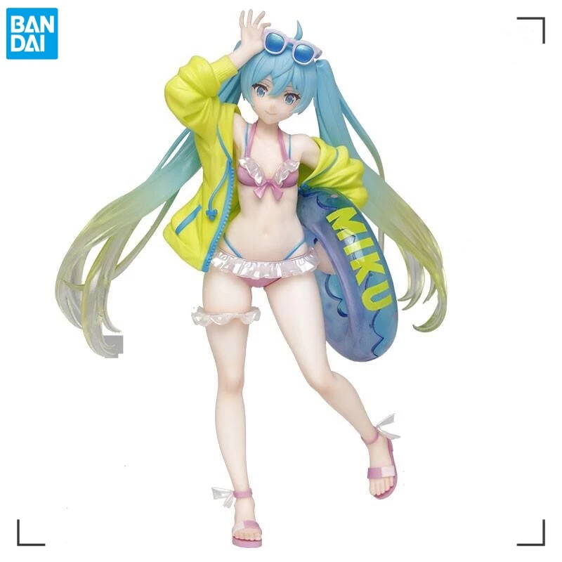 

Hatsune купальник Miku, пляжная одежда, аниме модель, коллекционная фигурка из ПВХ, идеальный подарок для фанатов аниме, круглая ручка, украшение