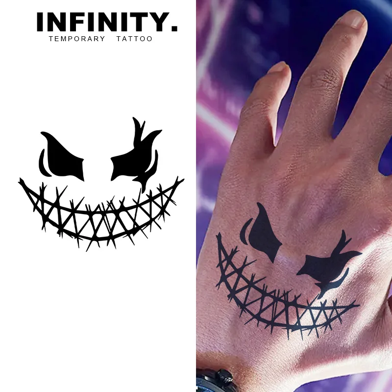 Horrific face temporary tattoo sticker, waterproof magic tattoo, lasts to 8-15 days fake tattoo, semi permanent tattoo