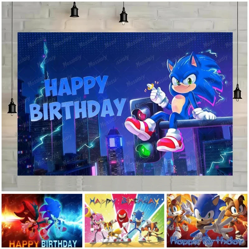 Toile de fond bleue pour photographie d'anniversaire de bébé avec hérisson, décoration de fête prénatale, accessoires photographiques pour enfants