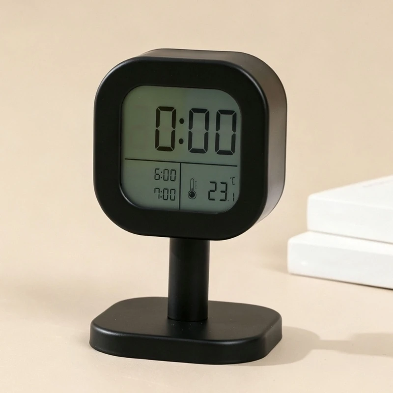 Minimalists Alarm Clock With Temperature Feature Foldable Stand Quiet Operation Battery Powered For Home Office Bedroom 