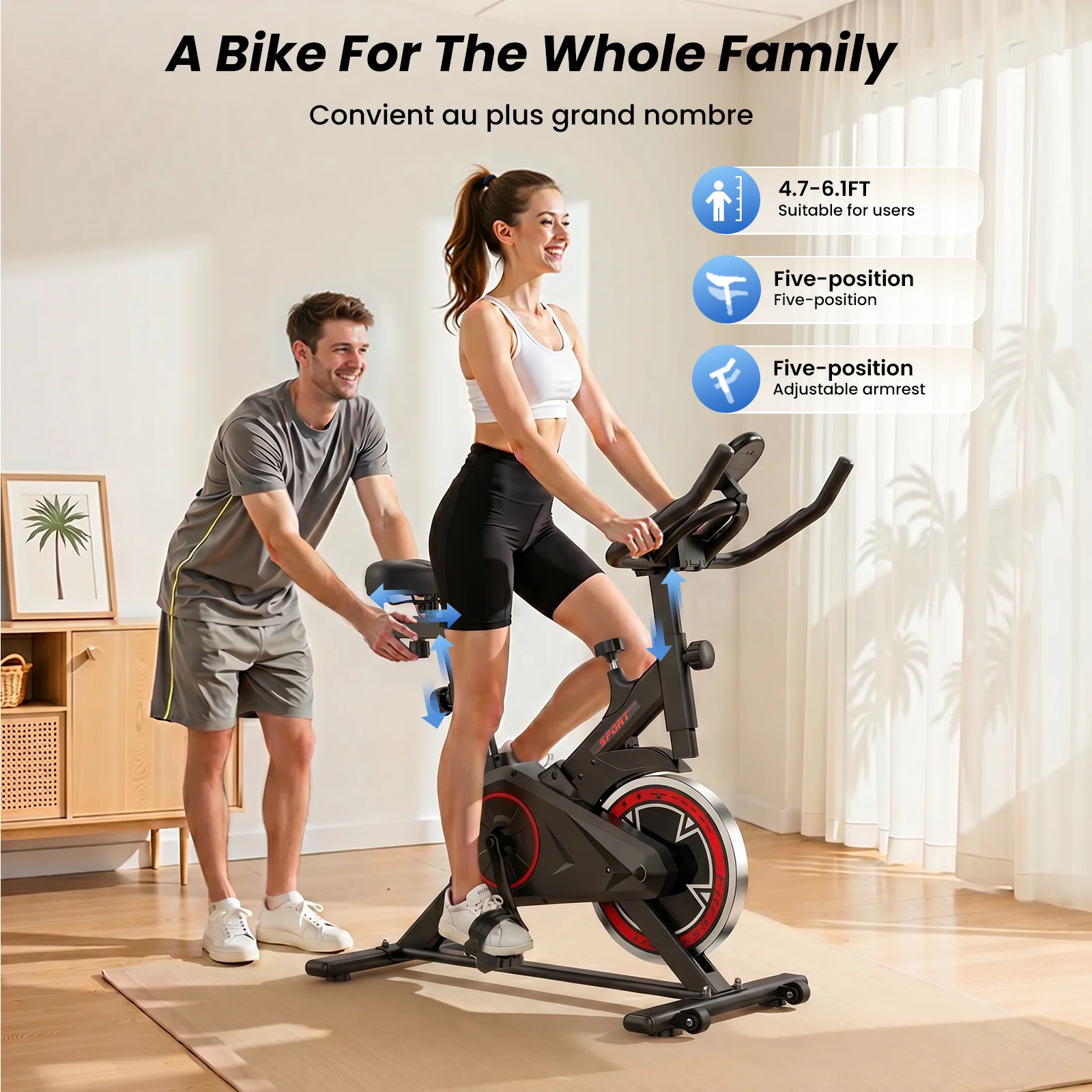 Formill DC001A & DC002A – magnetisches, stationäres Heimtrainer-Fahrrad, Indoor-Cycling-Fahrrad mit 8 kg schwerem Schwungrad, LCD-Monitor, verstellbarer Sitz und Tablet-Halterung für das Training im eigenen Fitnessraum. – Detail 2