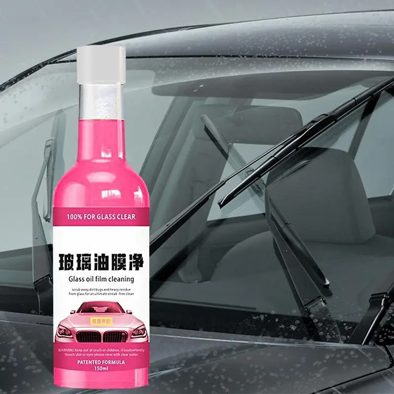 Filme de óleo de vidro do carro líquido limpo 150ml agente rosa limpador de filme de óleo de vidro do carro anti-nevoeiro solução de limpeza de filme de óleo melhora