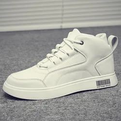 Hip Hop White Shoes for Men Winter High Top Leather Sneakers Male Waterproof Booties Man Teen Boys Fashion Trainer Sports Shoes