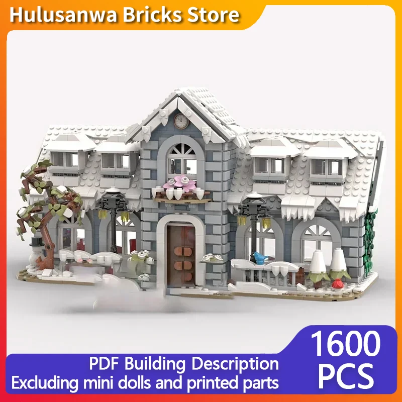 City Street View Model MOC Building Bricks The Winter Village School Modular Technology Gift Holiday Assemble Children Toys Suit