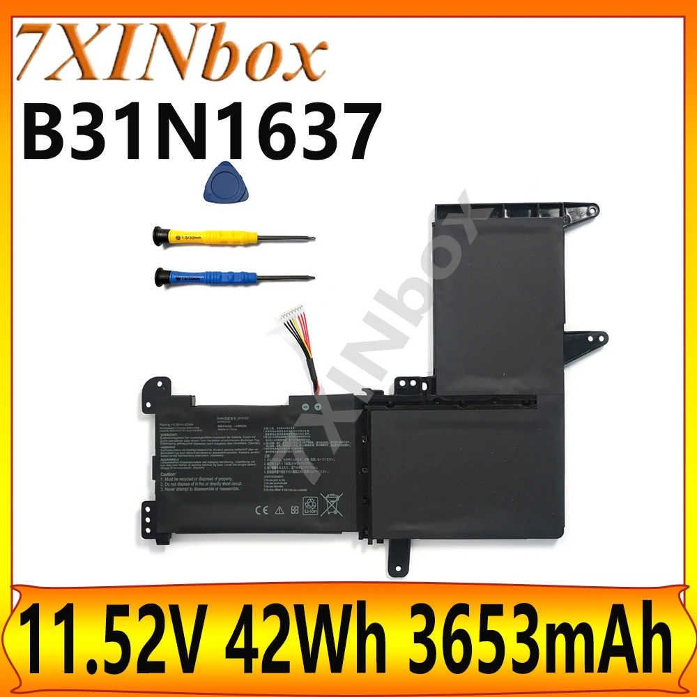 7XINbox B31N1637 11.52V 42Wh 3653mAh Laptop Battery For ASUS VivoBook S15 S510UN S510UQ S510UR F510UA series free tools
