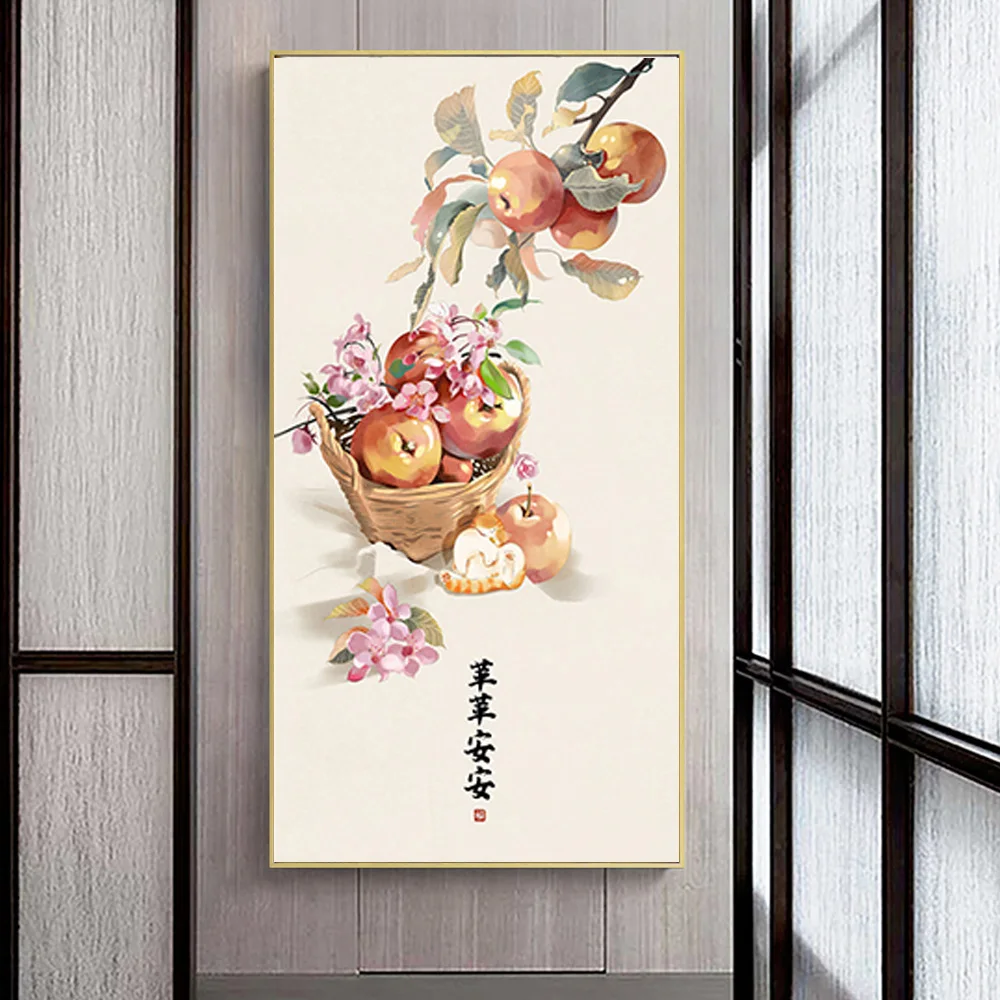 New Everything Ruyi Modern New Chinese Style Persimmon Canvas Painting Poster Prints Wall Pictures Corridor Aisle Decor Cuadros