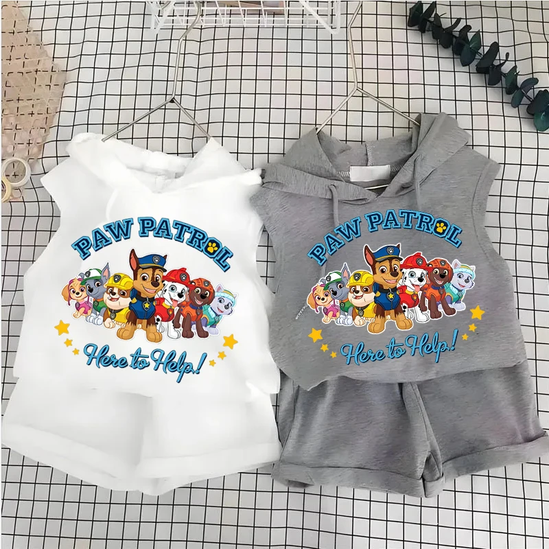 

PAW Patrol Summer New Sleeveless Boys Clothing Sets Children Hooded Top Shorts Two Piecce Suit Kids Sport Breathable Outfits