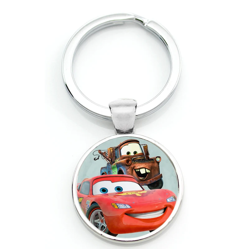 Keyring Keychain Cars Disney Pixar Cars 2 3 Toy Characters Luigi Mouth Lightning McQueen Mater Sheriff Car Vehicles Key Ring ﻿