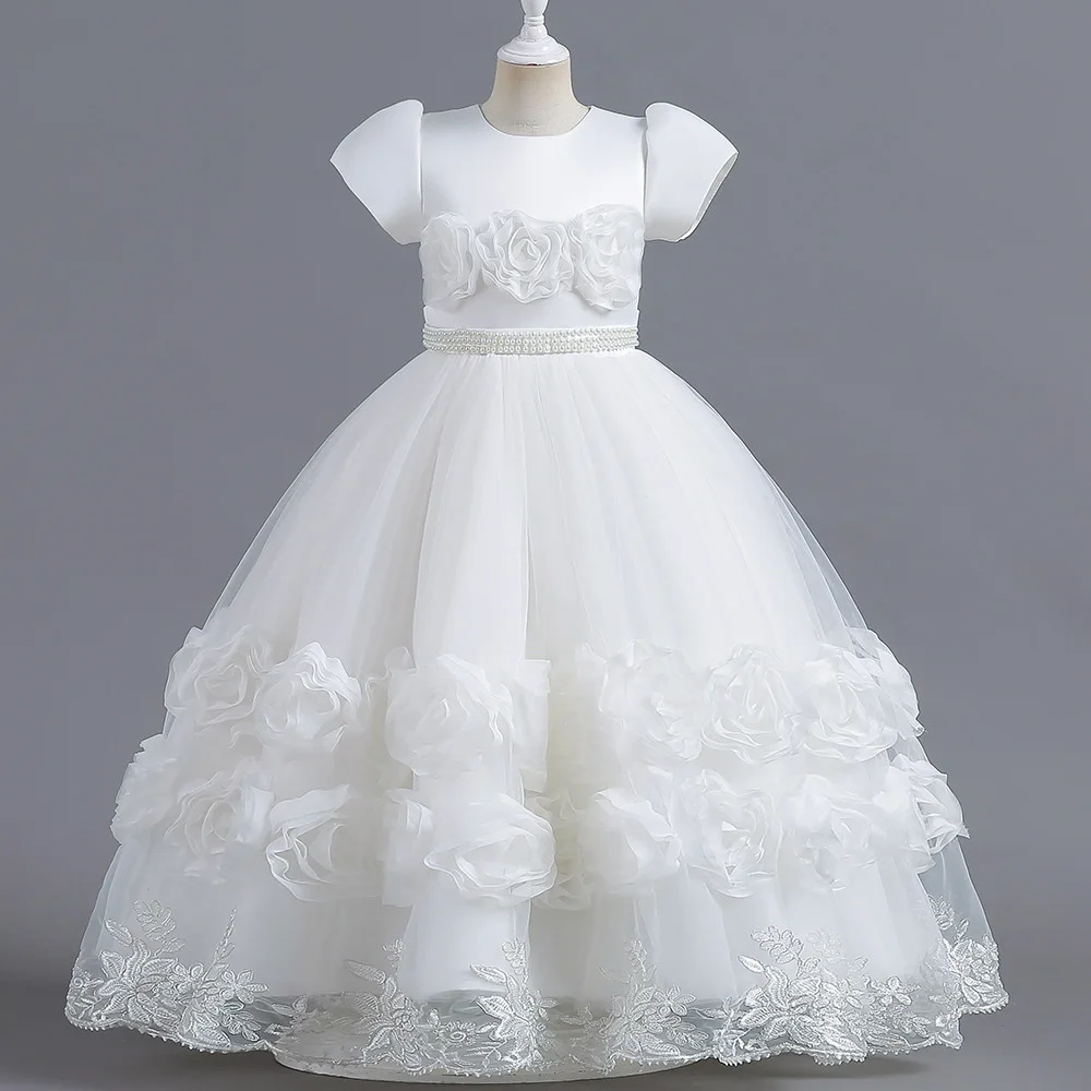 Puffy Flower Girls Dress Children Christmas Costume Kids Pageant Party Bridesmaid Dresses For Girl Princess Wedding Ball Gown