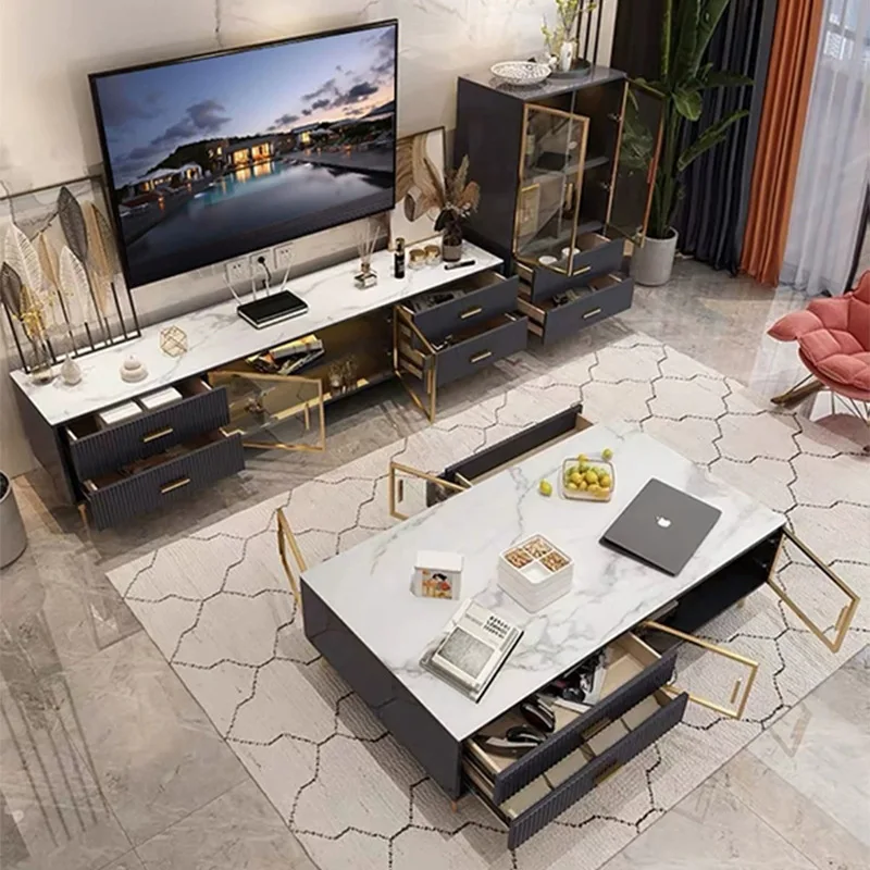 Slate TV cabinet coffee table combination modern simple living room household Italian minimalist small apartment chest