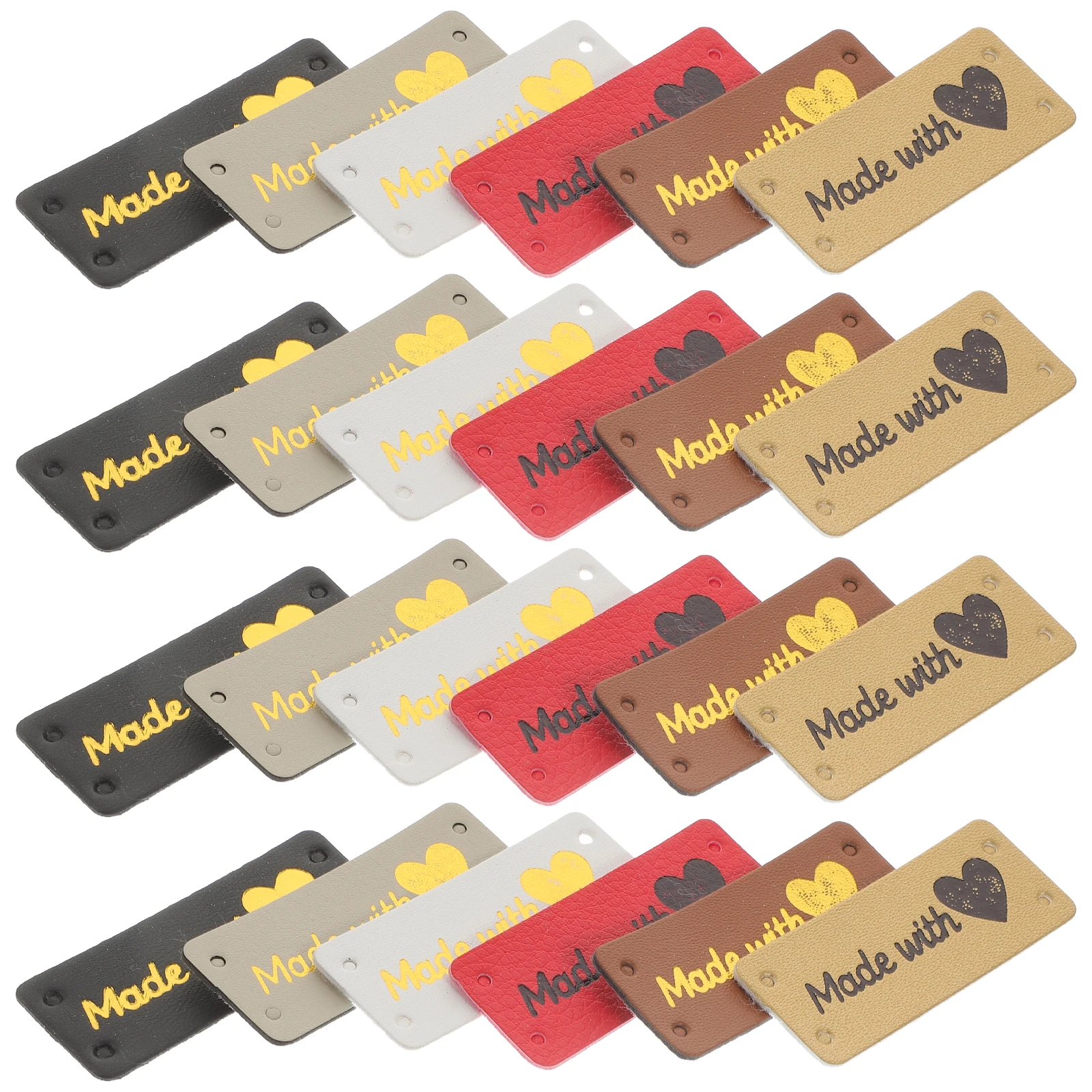 

100 Pcs Love Label Jeans Faux Tag Made with Accessories Tags for Crochet Handmade Clothing Pu Hat