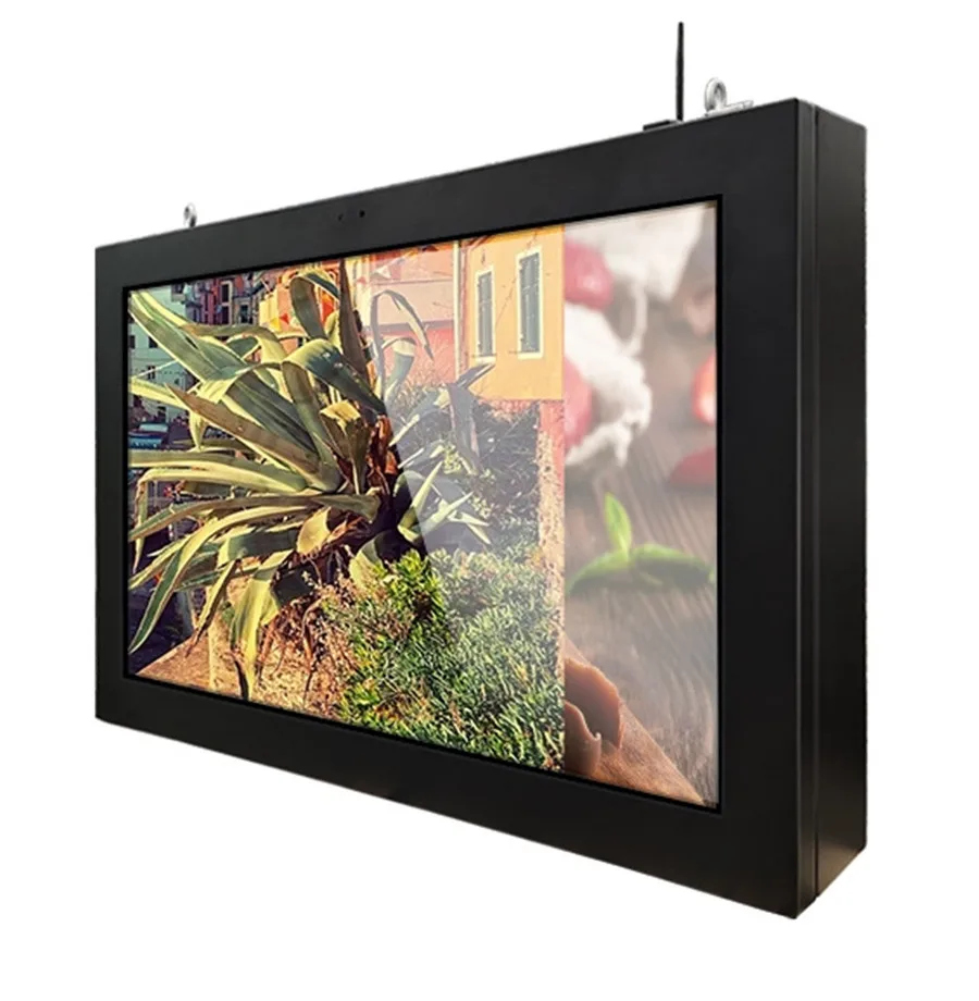 Spedizione gratuita 55 pollici montaggio a parete 3500 nit Android wireless IP65 display pubblicitario TV esterna impermeabile