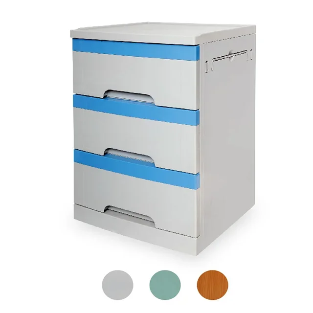 Cheap mobile ABS plastic bedside cabinet medical bedside locker table for hospital