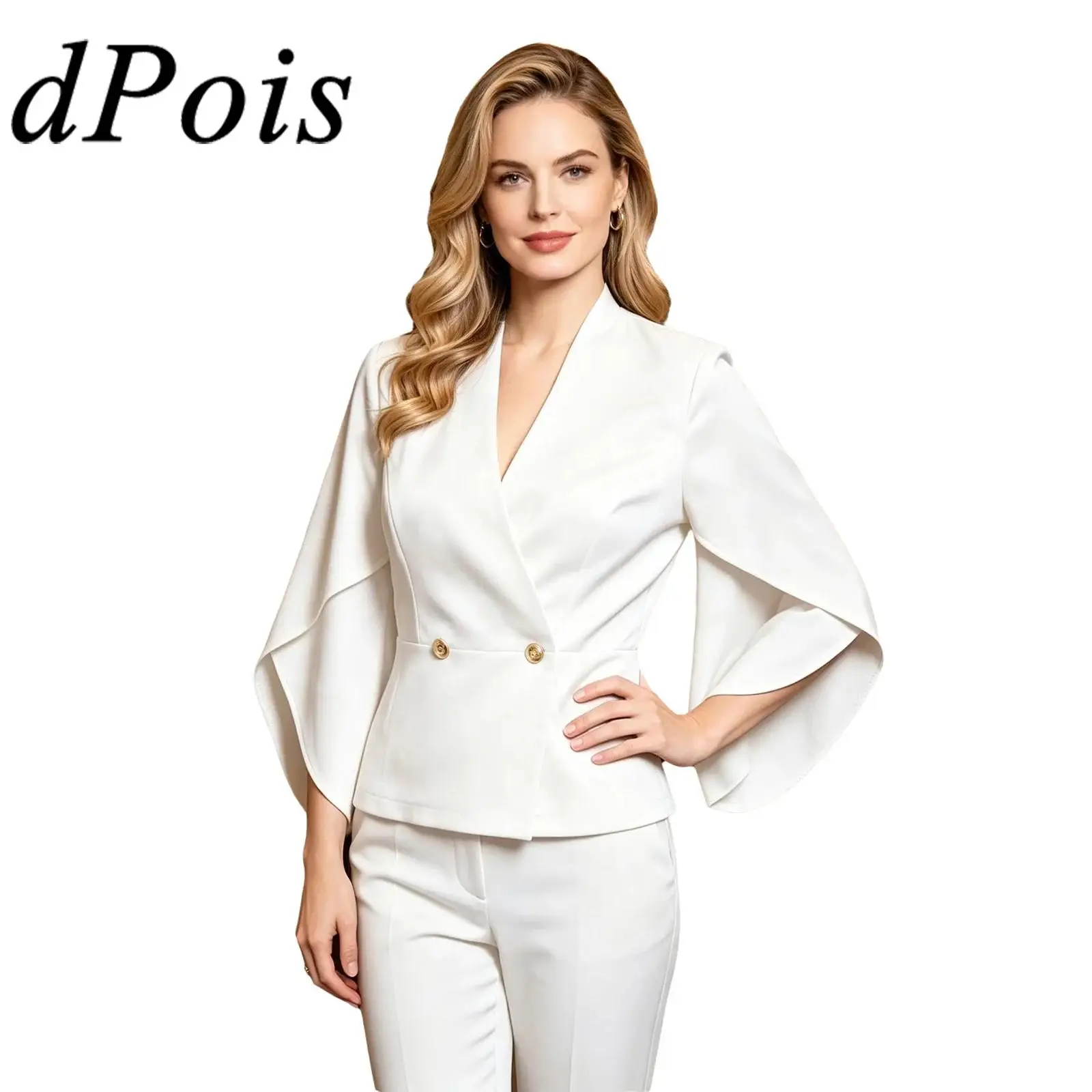 Women Business Casual Blazer V-neck Wrap Sleeves Formal Dress Suits Jacket for Weekend Party Office Work Meeting Interview