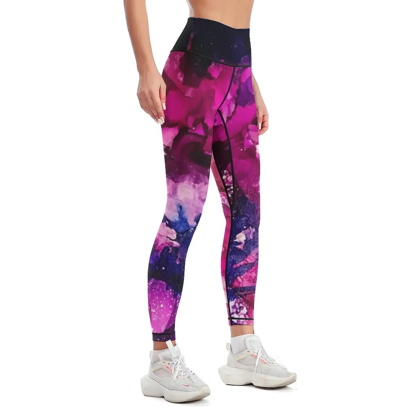 Nebula Abstract Art in Blue, Fuchsia, and Purple Leggings Pants sport Legging sport Women sports Womens Leggings