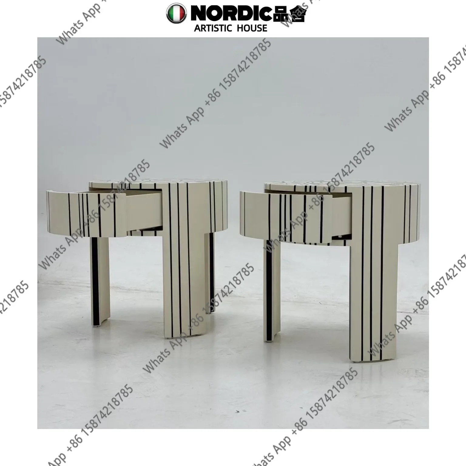 Designer-Nachttisch aus massivem Holz im mittelalterlichen Stil, handbemalt, Wabi-Stil, Retro-Sofa-Beistellschrank, Aufbewahrungsschrank, American Simpl